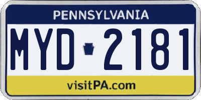 PA license plate MYD2181