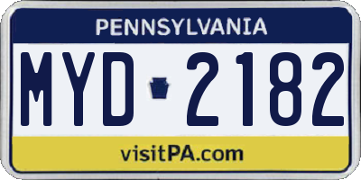 PA license plate MYD2182