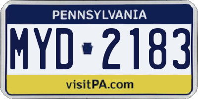PA license plate MYD2183