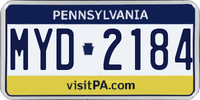 PA license plate MYD2184