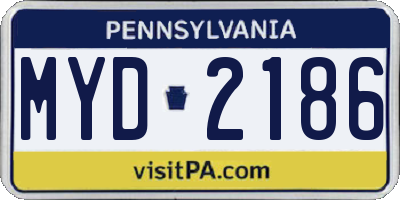 PA license plate MYD2186