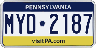 PA license plate MYD2187