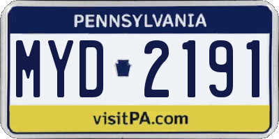 PA license plate MYD2191