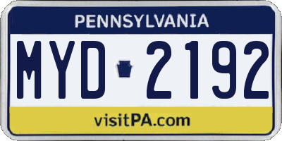 PA license plate MYD2192