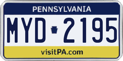 PA license plate MYD2195