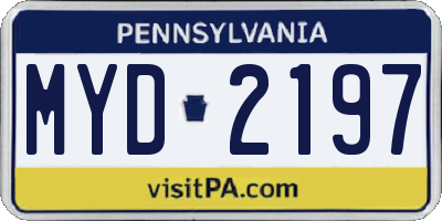PA license plate MYD2197