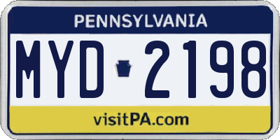 PA license plate MYD2198