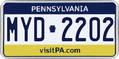 PA license plate MYD2202