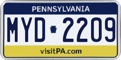 PA license plate MYD2209