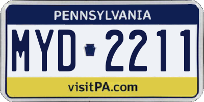 PA license plate MYD2211