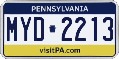 PA license plate MYD2213