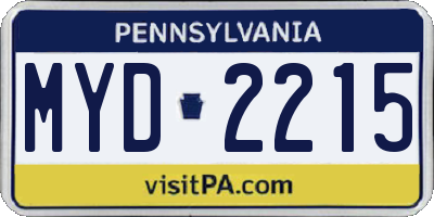 PA license plate MYD2215