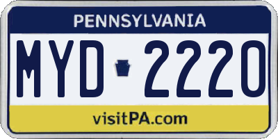 PA license plate MYD2220