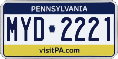 PA license plate MYD2221