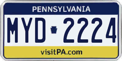 PA license plate MYD2224