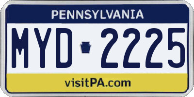 PA license plate MYD2225