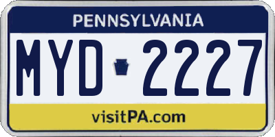 PA license plate MYD2227