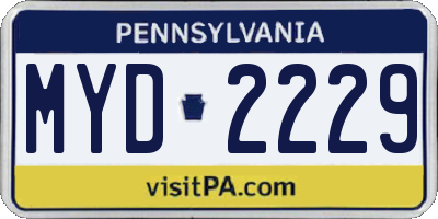 PA license plate MYD2229
