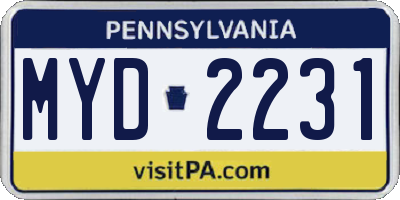 PA license plate MYD2231