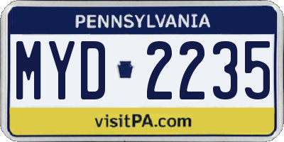 PA license plate MYD2235