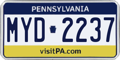 PA license plate MYD2237