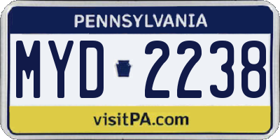PA license plate MYD2238
