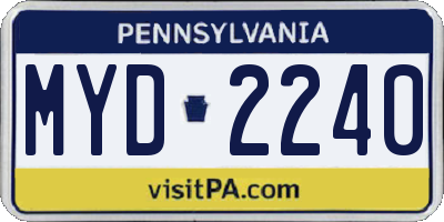 PA license plate MYD2240