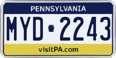PA license plate MYD2243