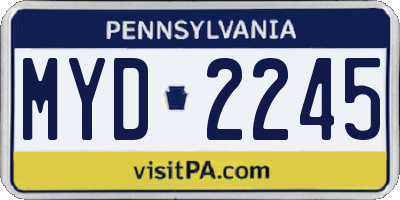 PA license plate MYD2245