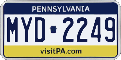 PA license plate MYD2249