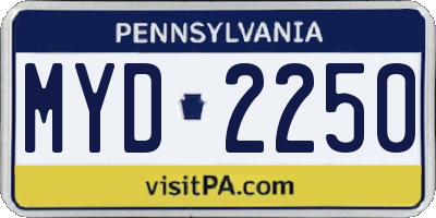 PA license plate MYD2250