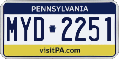 PA license plate MYD2251
