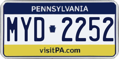 PA license plate MYD2252