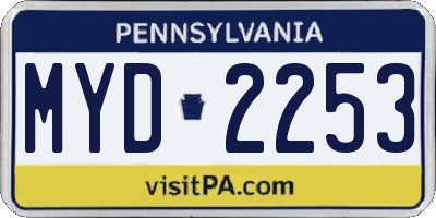 PA license plate MYD2253