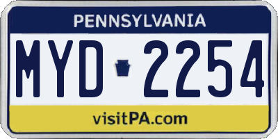 PA license plate MYD2254