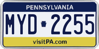 PA license plate MYD2255