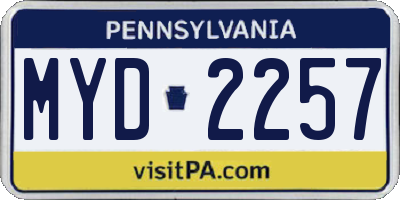 PA license plate MYD2257