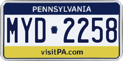 PA license plate MYD2258