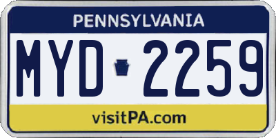 PA license plate MYD2259