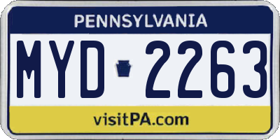 PA license plate MYD2263