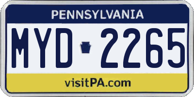 PA license plate MYD2265