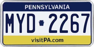 PA license plate MYD2267