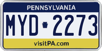 PA license plate MYD2273