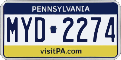 PA license plate MYD2274