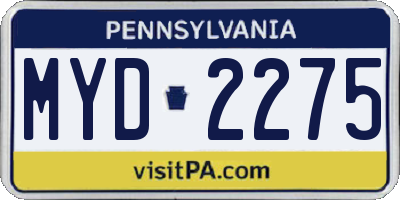 PA license plate MYD2275