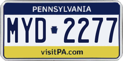 PA license plate MYD2277