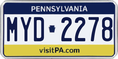 PA license plate MYD2278