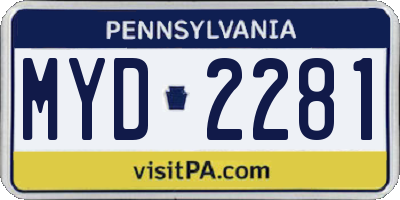 PA license plate MYD2281