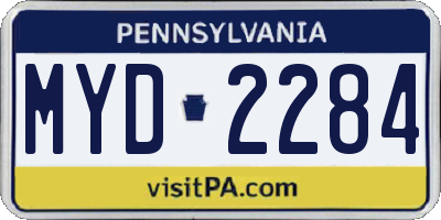 PA license plate MYD2284