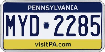 PA license plate MYD2285